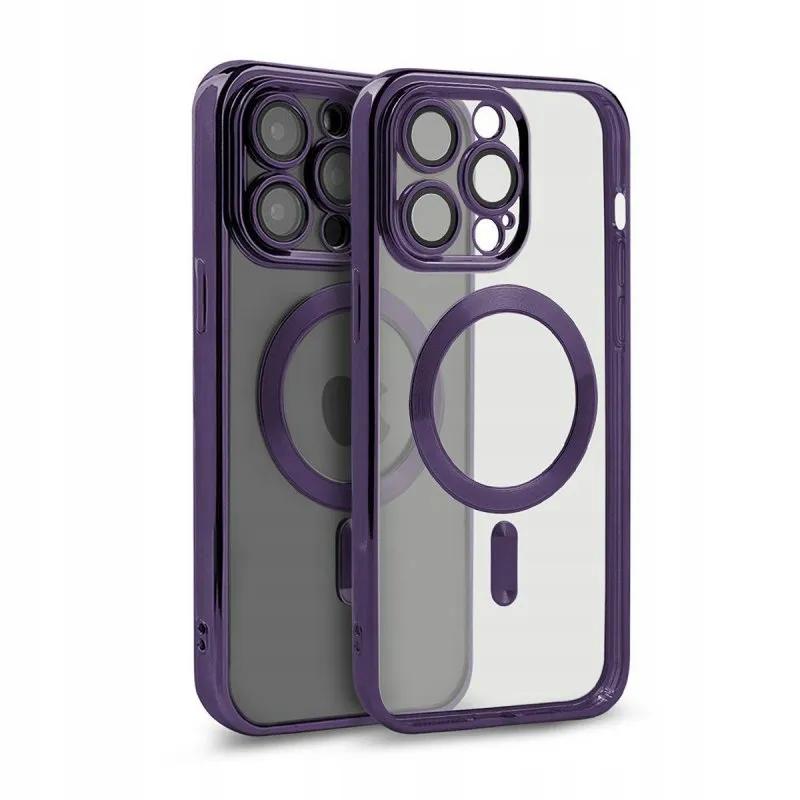 Etui do iphone 12 magsafe magshine obudowa wzmacniana fioletowy case+szkło