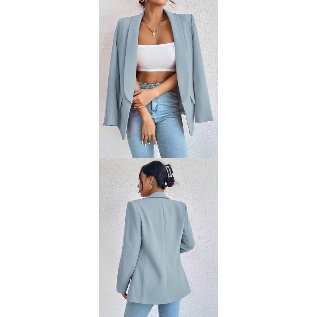 Women's Elegant Solid Color Long Sleeved Single Breasted Sports Jacket - Loose Fit, Classic Silhouette, High-quality Stitching