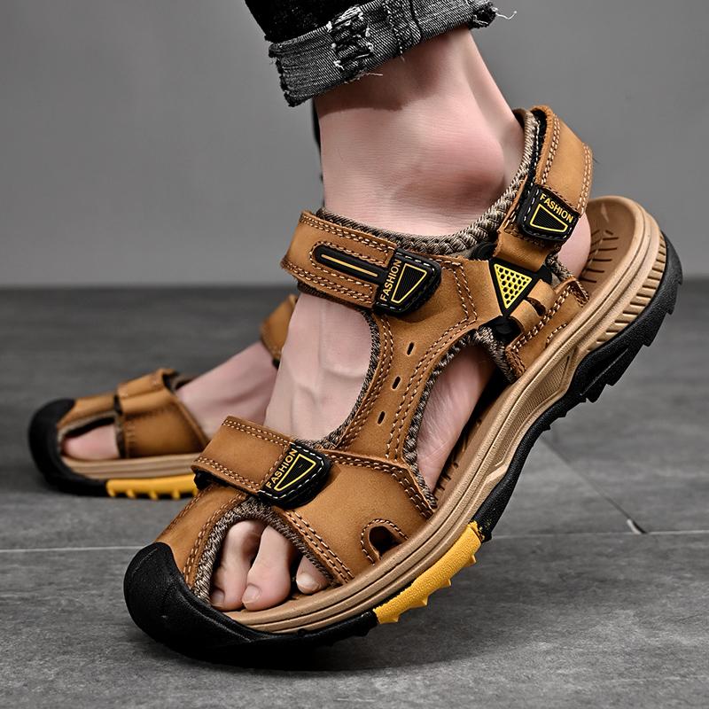 Big SIZE 38-46 Classics Men Sandals Genuine Leather Sandals Brand Fashion Mens Shoes Hiking Beach Sandals Leisure Soulier Homme