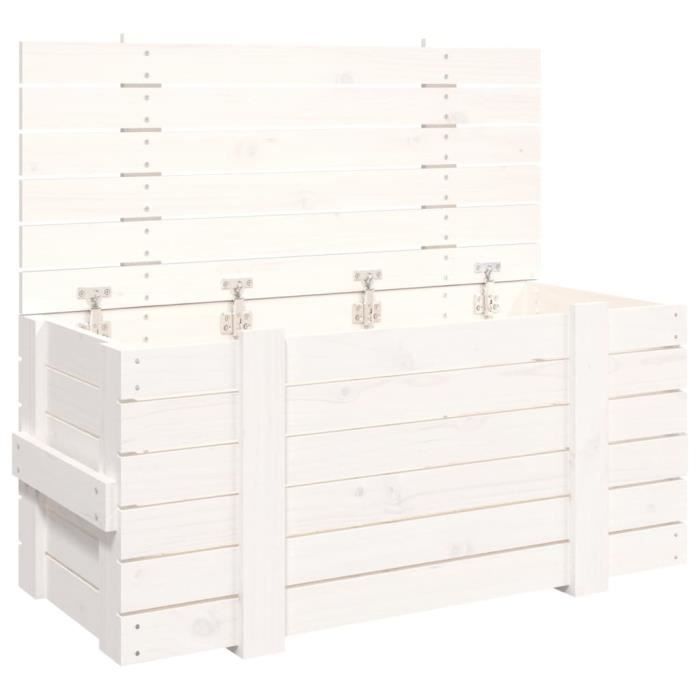 VidaXL Boîte de rangement Blanc 91x40,5x42 cm Bois massif de pin 824999