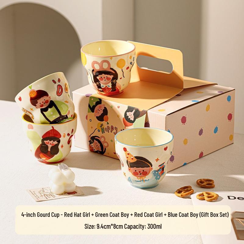 JingJingRS Family of Four Ceramic Mugs Set