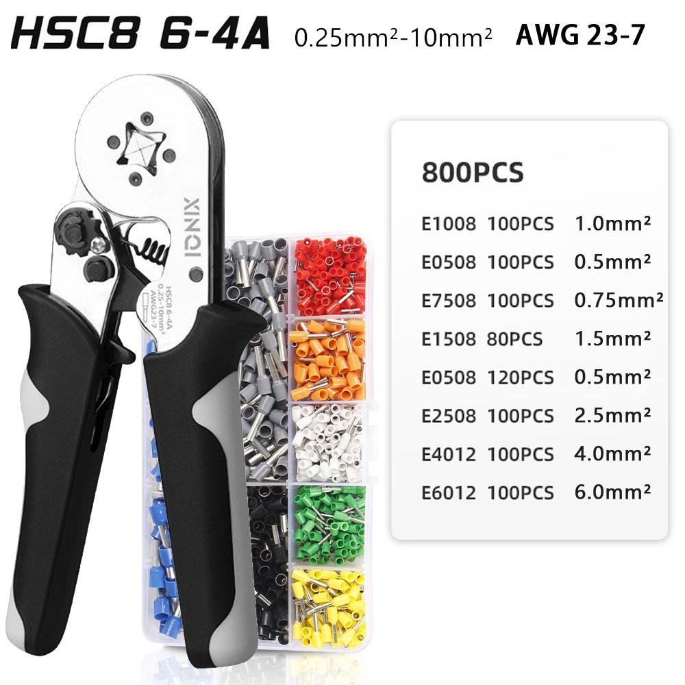 XINQI HCS8 10-6A 10mm2 Tube Terminals Crimping Pliers Set with Storage Bag &  Hand Tools Electrician Crimper Crimping Pliers