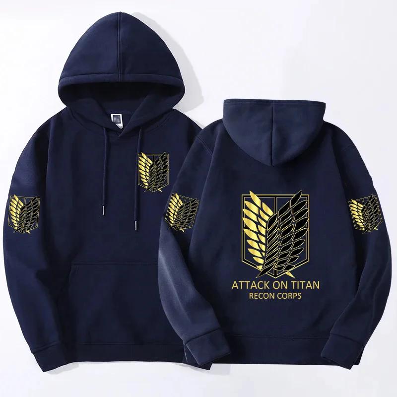 Attack Titan print men's hooded sweatshirt anime sports sweatshirt men's fashionable streetwear long sleeved sportswear