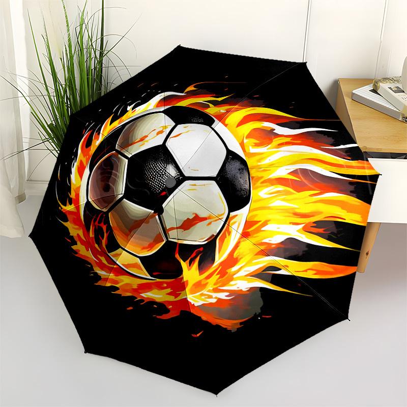 

1pc Flaming Soccer Ball ArtworkUmbrella with Plastic Handle,Suitable for All Seasons Home Travel Outdoor UmbrellaB1742