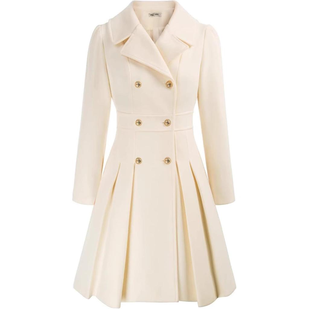 Pink Double Breasted Belted Trench Coat with Notch Lapel and Gold Buttons