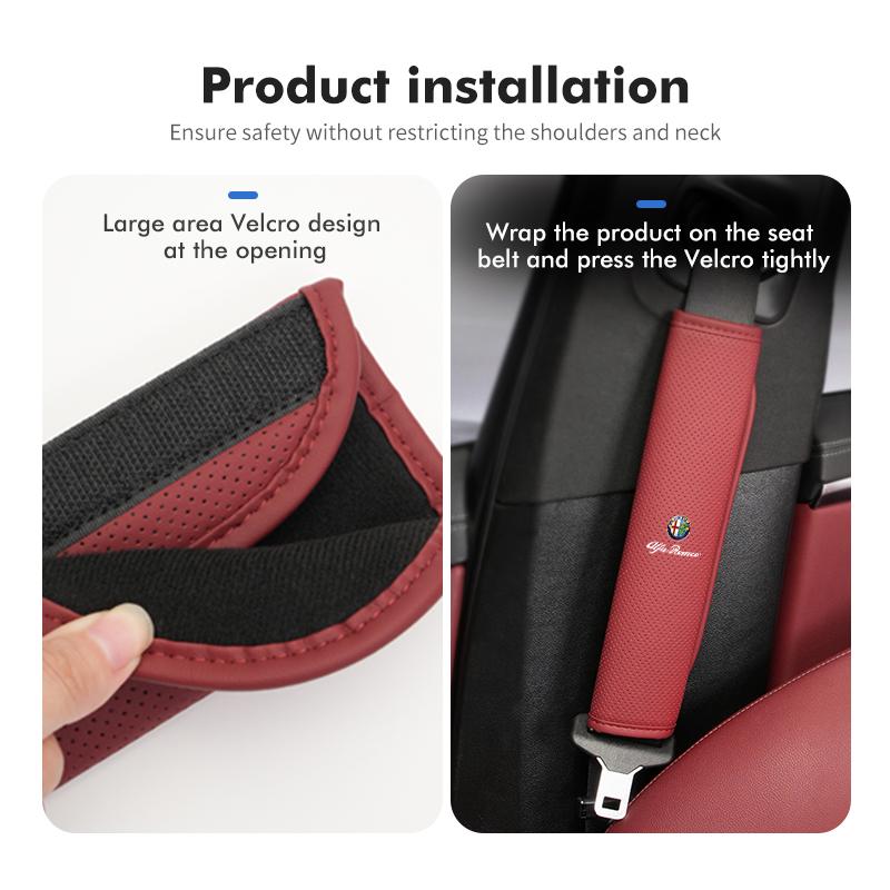 ZNBUA1 Leather Car Safety Belt Shoulder Cover Protection Padding Pad For Alfa Romeo 159 Giulietta Giulia 147 Mito 156 159 166 GT