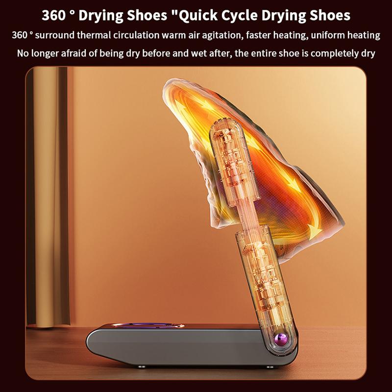 Portable Shoes Dryer, Upgraded 2 Or 4 Drying Racks, Foldable Boot Dryer And Deodorizer With Fan