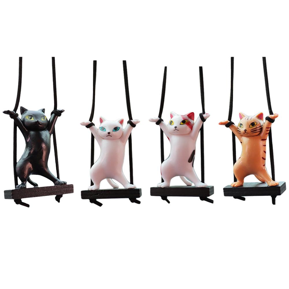 Cute Cat Branch Swing Hanging Pendant Swing Cat Car Interior Decoration Car Interior Hanging Decor Auto Interior Accessories