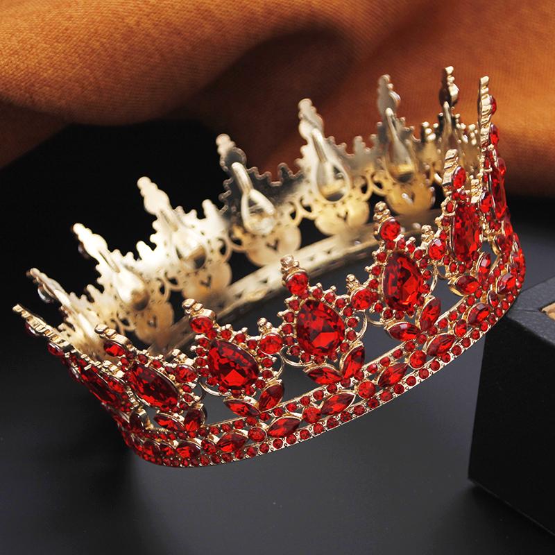 Royal Queen King Tiaras and Crowns for Women Princess Prom Wedding Party Full Round Diadem Bridal Hair Jewelry Accessories
