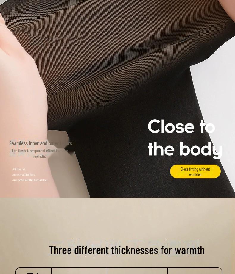 Women's Black Plush Stockings: Thick Winter Leggings, Gray One-Piece, Translucent Pantyhose