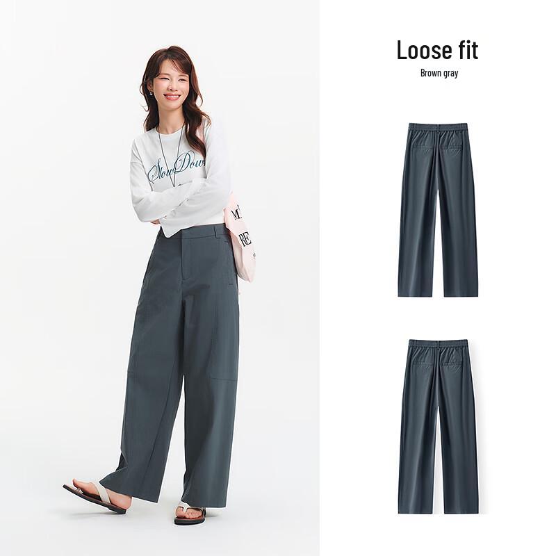 Semir Women's Half Elastic Waist Split Wide-Leg Casual Pants