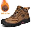 Fashion Hiking Men Boots New Leather Outdoor Walking Boots Man Non-Slip Retro Man Casual Boots Winter Warm Comfy Leather Men's Shoes