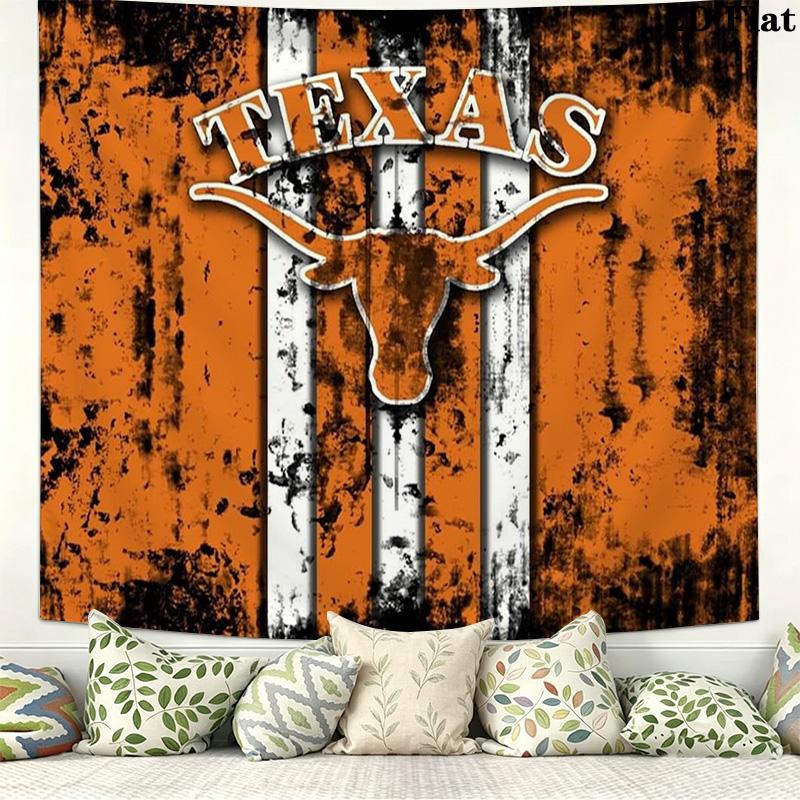 Texas Longhorns Wall Tapestry Aesthetic Wall Hanging Printed Fabric Blanket Decorative Tapestries for Bedroom Living Room Home Decor