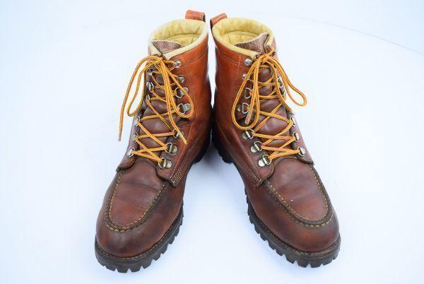 WOODN’ STREAM Leather Work Boots [26.5/Brown] Rare Union Made Vibram(USED)