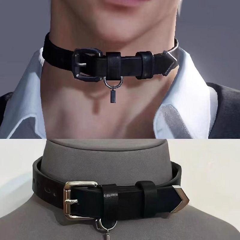 

Love and Deepspace Sylus Pendant Cosplay Choker Unisex PU Chain Game Necklace Halloween Party for Women Men Props Accessory