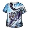 Kids Tiger T-shirt Funny Cool 3D Printed T-shirts Boys Girls Summer Casual Round Neck Top Tees