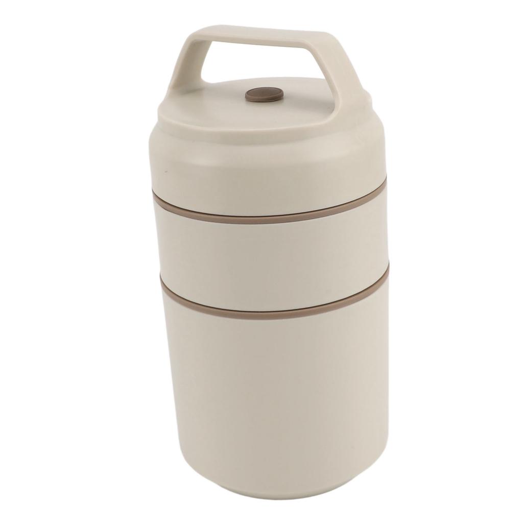 Stainless Steel Insulated Food Jar Double Layer 620ml Capacity Leak Proof Lid Insulated Food Container Wide Mouth Beige