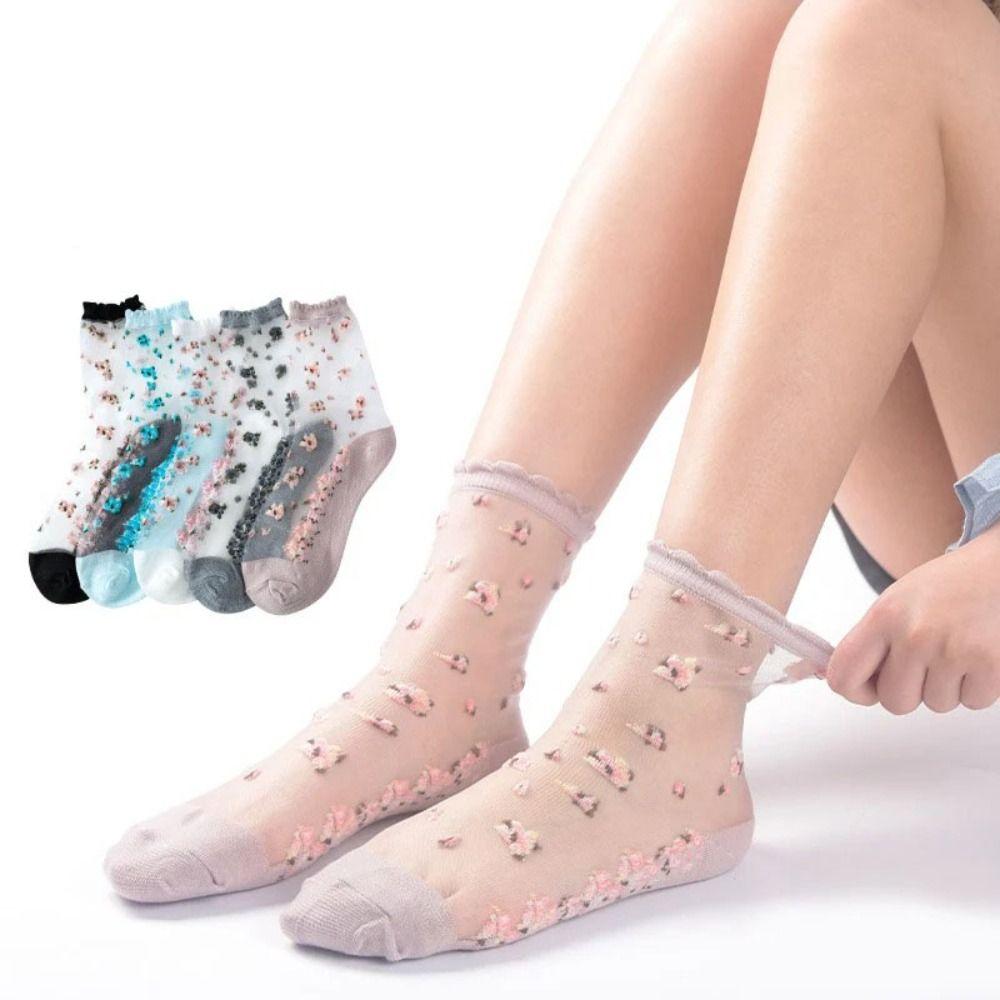Transparent Crystal Glass Silk Socks Silk Short Socks New Lastic Socks