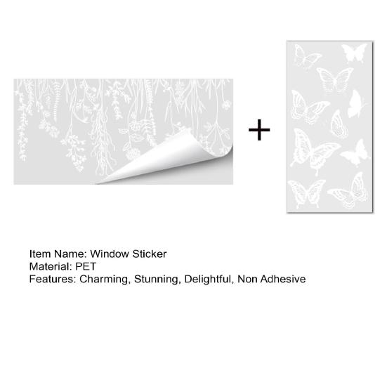 Bird Deterrent Window Clings White Spring Tree Branch Birds Hanging Vines Butterflies Static Glass Decals for Home Classroom Office Party Decoration