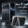 9 Shells Metal Phone Case for iPhone 17 Pro Max with Lens Stand and Air Cushion Drop Protection