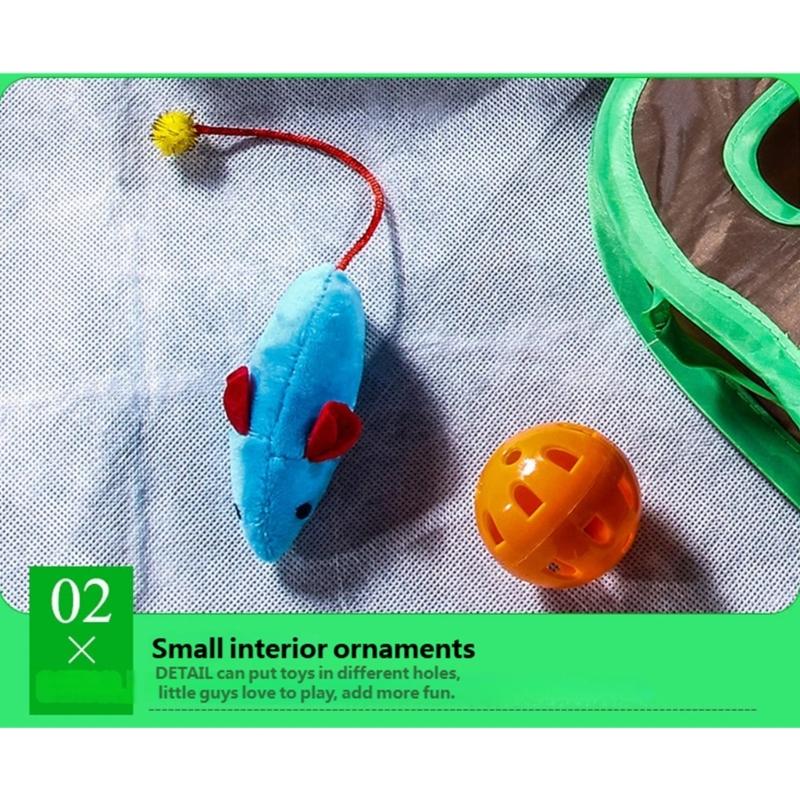 Stimulates Curiosity Teaser Puzzle Toy Cats Chew Resistant Durable With Multiple Holes And Mouse Bells Ball