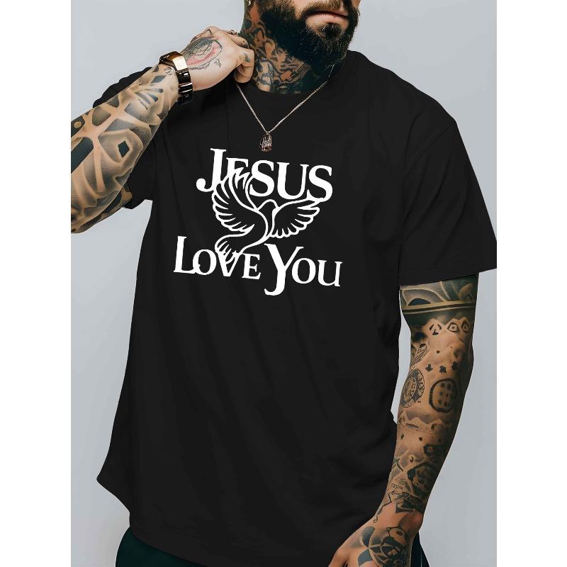 

European sizes Men s Faith T-Shirt Print Short Sleeve Round Neck Casual Wear, Breathable Summer Casual Top for Men 4XL чорний