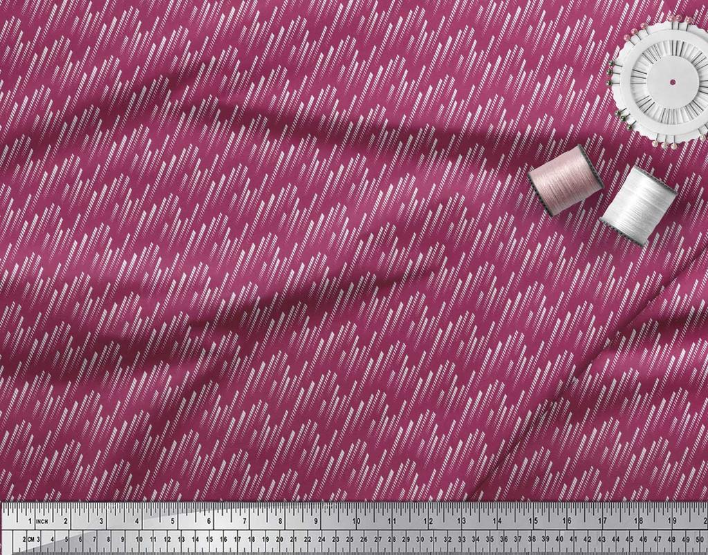 Soimoi Japan Crepe Satin Fabric Diagonal Line Small Print Fabric by Metre 42 Inch