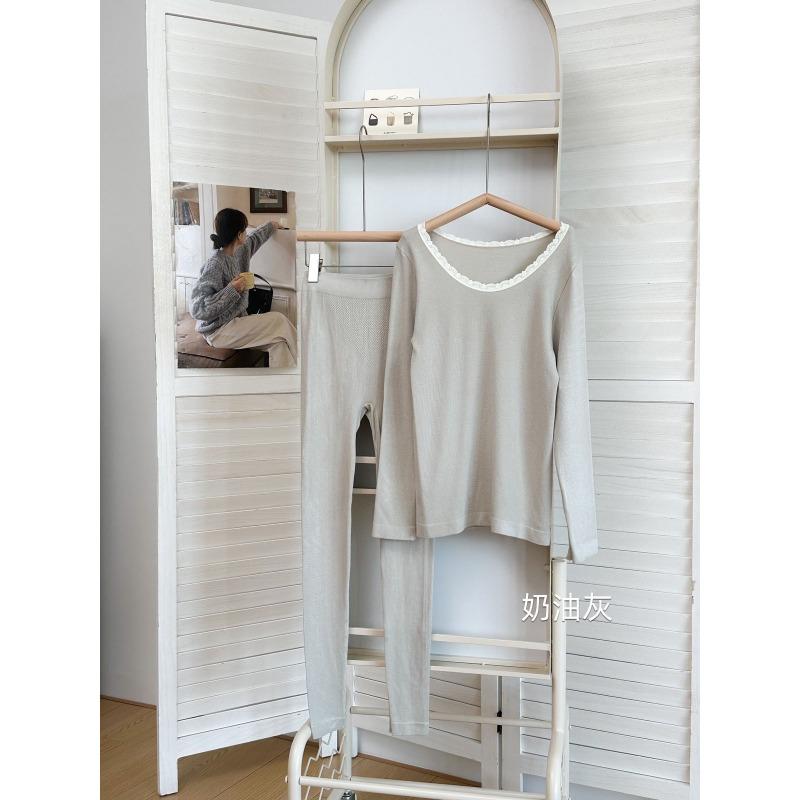 99 Seamless Thermal Underwear Acrylic Heating Round Neck Elastic and Comfortable Primer Set Winter Long-sleeved Long Johns