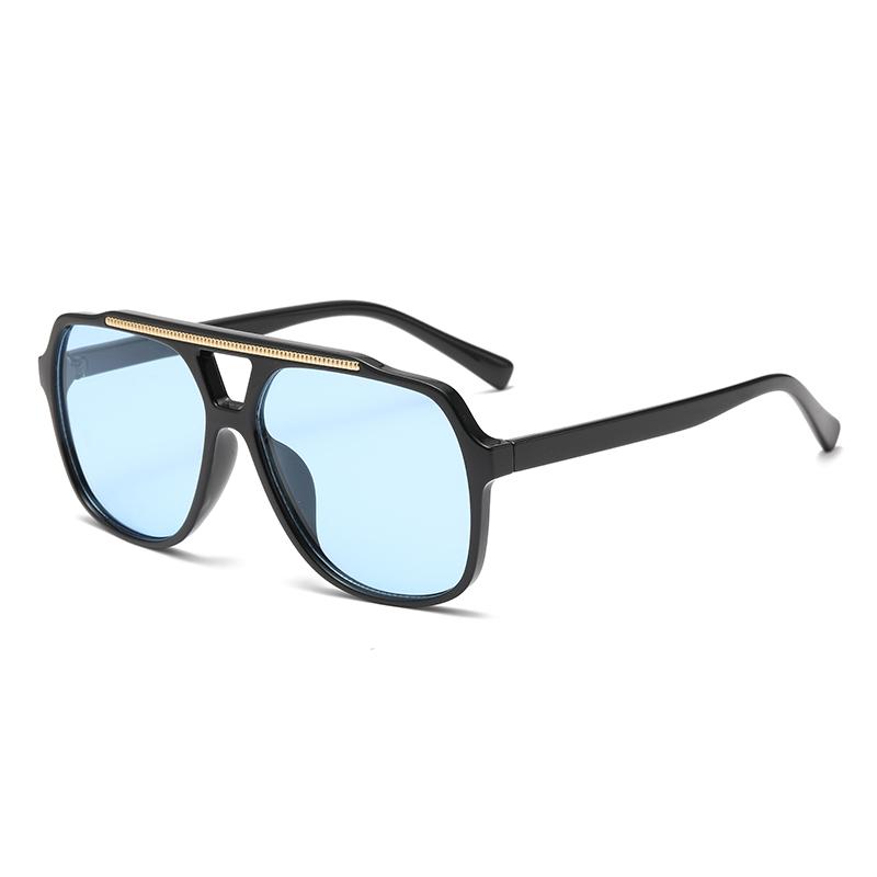 New Fashion Minimalist Ocean Piece Sunshade Sun Glasses Retro Double Beam Pilot Eyeglasses Uv Protection Female