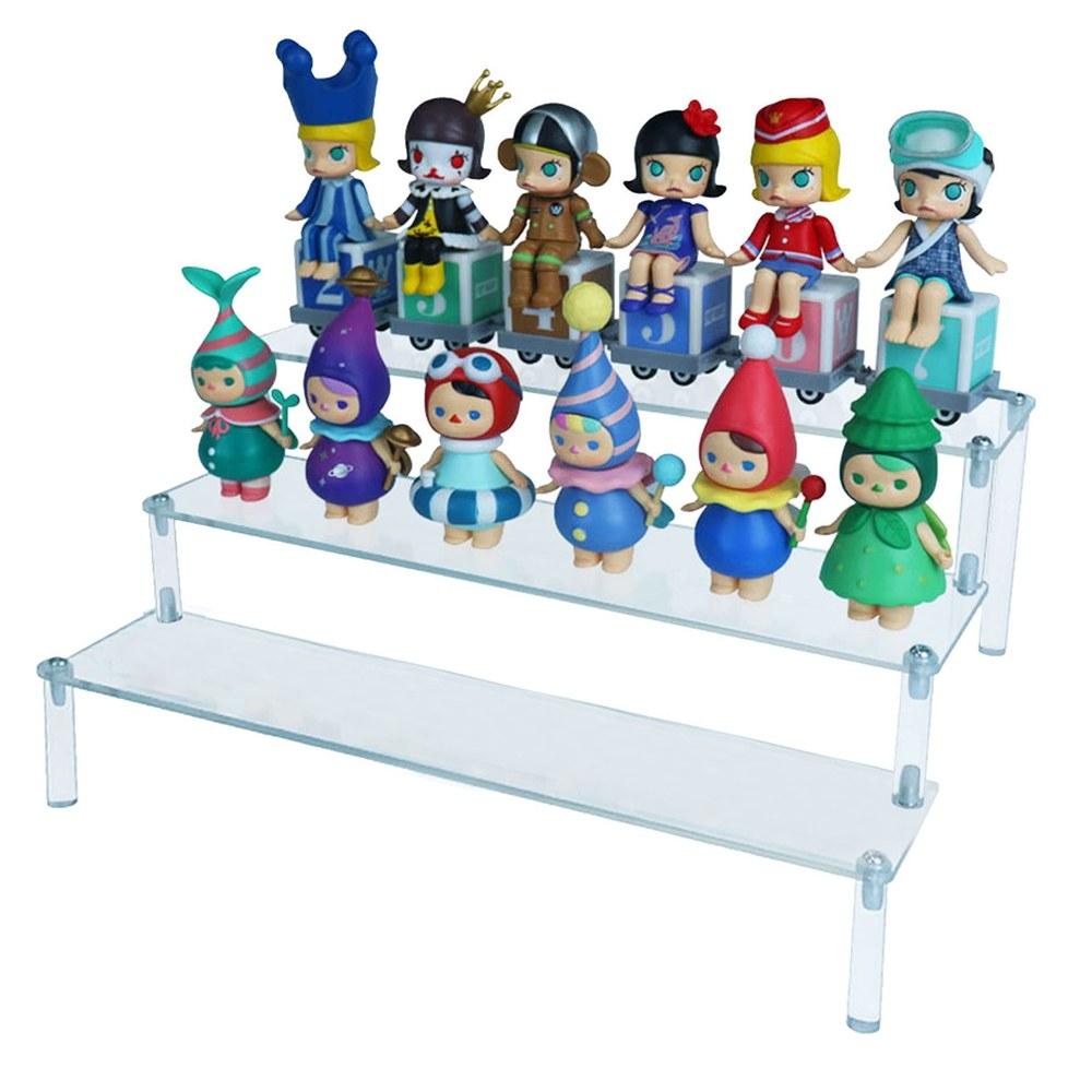 MIMIA Acrylic Display Stand Stage 2-Tier Clear 30cm for Dolls Cosmetics Watches Collection Exhibition