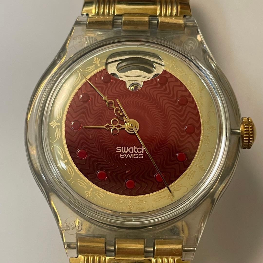 Used swatch 90s automatic watch Large USA made Bordeaux Gold