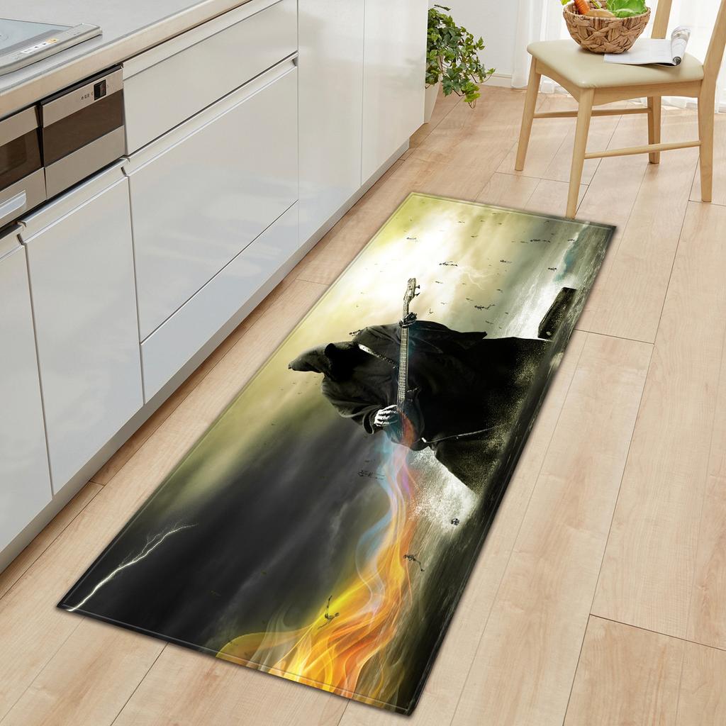 Thriller Skull Bathroom Non-Slip Floor Mat Bathroom Door Mat Kitchen Absorbent Long Living Room Carpet