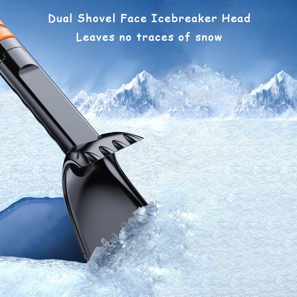 Winter Car Glass Cleaning Accessories: 2-in-1 Retractable Ice Shovel & Brush for Efficient Ice, Snow & Stain Removal