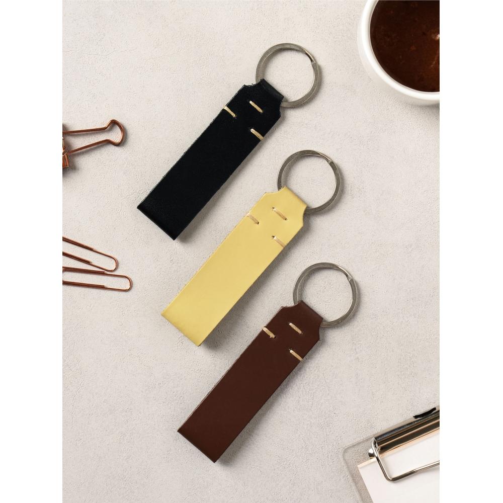 Daiso Genuine Leather Stitched Key Ring