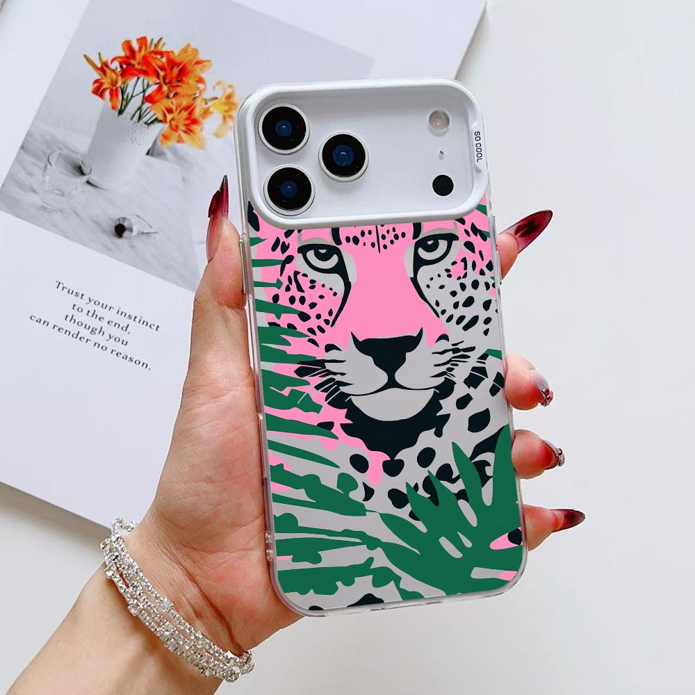 Abstract Leopard Phone Case For iPhone 17 16 15 14 13 12 11 Pro Max Air Matte Laser Aurora Shockproof Funda