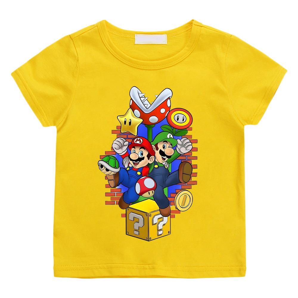 Super Marios T-Shirt for Children Cotton Tee Shirt Crewneck Short Sleeve T Shirt Fashion for Boys Girls Clothing Cartoon Tees High Quality Casual Top