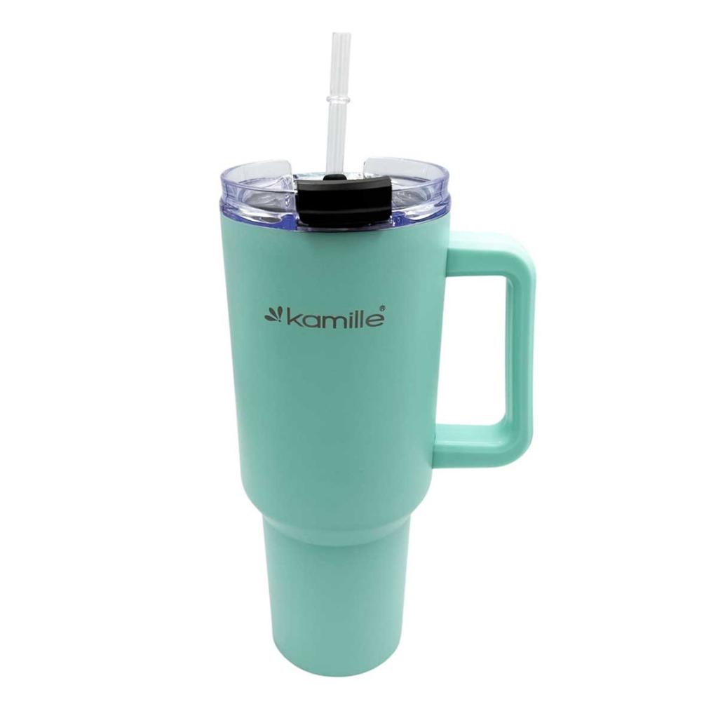 STEEL THERMAL MUG 1200ml WITH HANDLE AND STRAW KM-2175