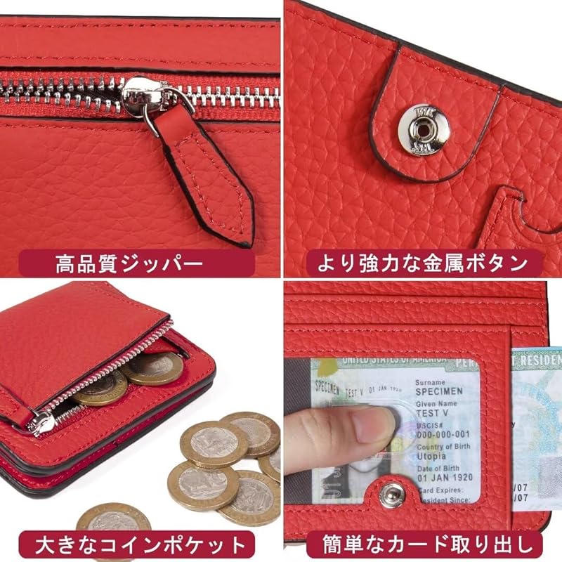 [GADIEMKENSD] Ladies Bifold Card Case Men's Compact and Light Folding Wallet Thin Mini Wallet Cute Billfold Coin Leather Purse RFID Blocking Trip