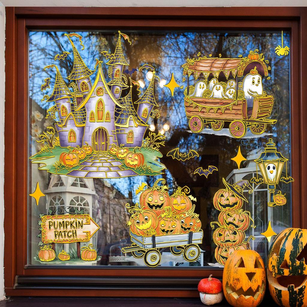 Da 150.44 Million Holy Festival Castle Ghost Static Window Sticker Bedroom Living Room Home Background Decorative Wall Sticker