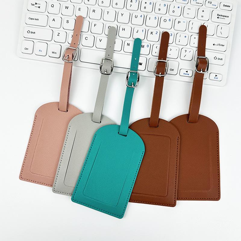 Customizable PU Leather Luggage Tag with Anti-Lost Feature and Airplane Design