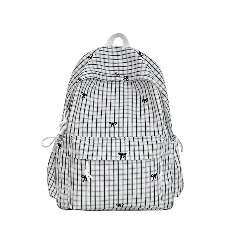 Schoolbag Plaid Schoolbag Female Korean Version Ins Literary Backpack Junior High School High School Students Large Capacity Leisure High Value