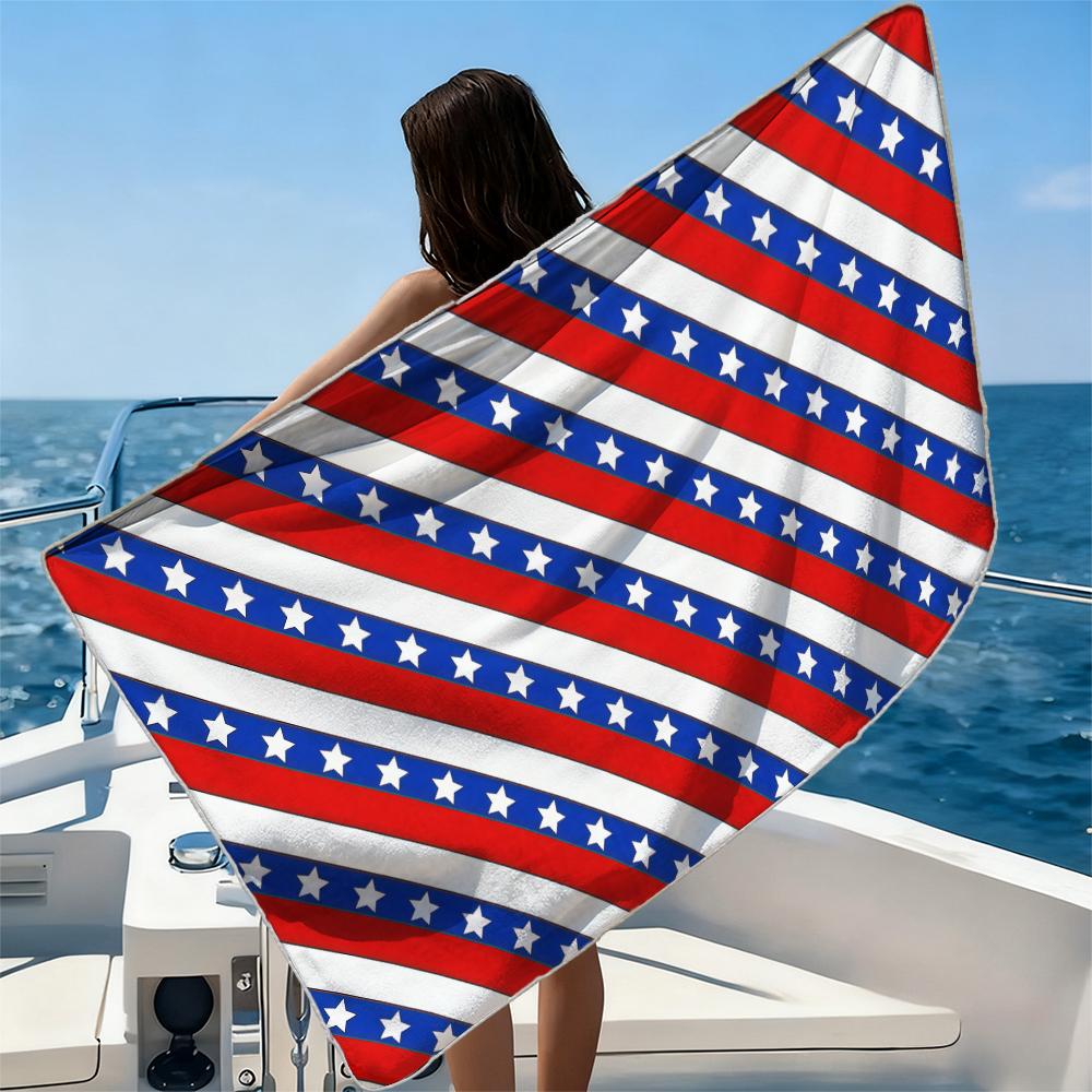 Patriotic Star Diagonals Beach Towel Ultra-fine Fiber Quick Drying Absorbent Beach Swimming Vacationvacation Essentials Gifts