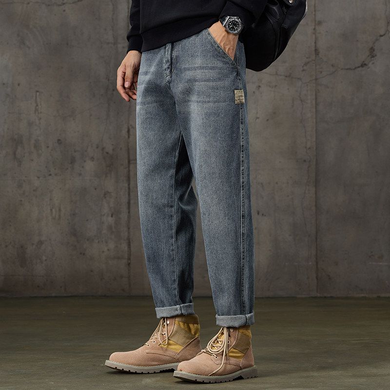 Foreign Trade Surplus Spring, Autumn, and Winter Trendy American Retro Jeans for Men, New Style Loose Straight Casual Cool Long Pants