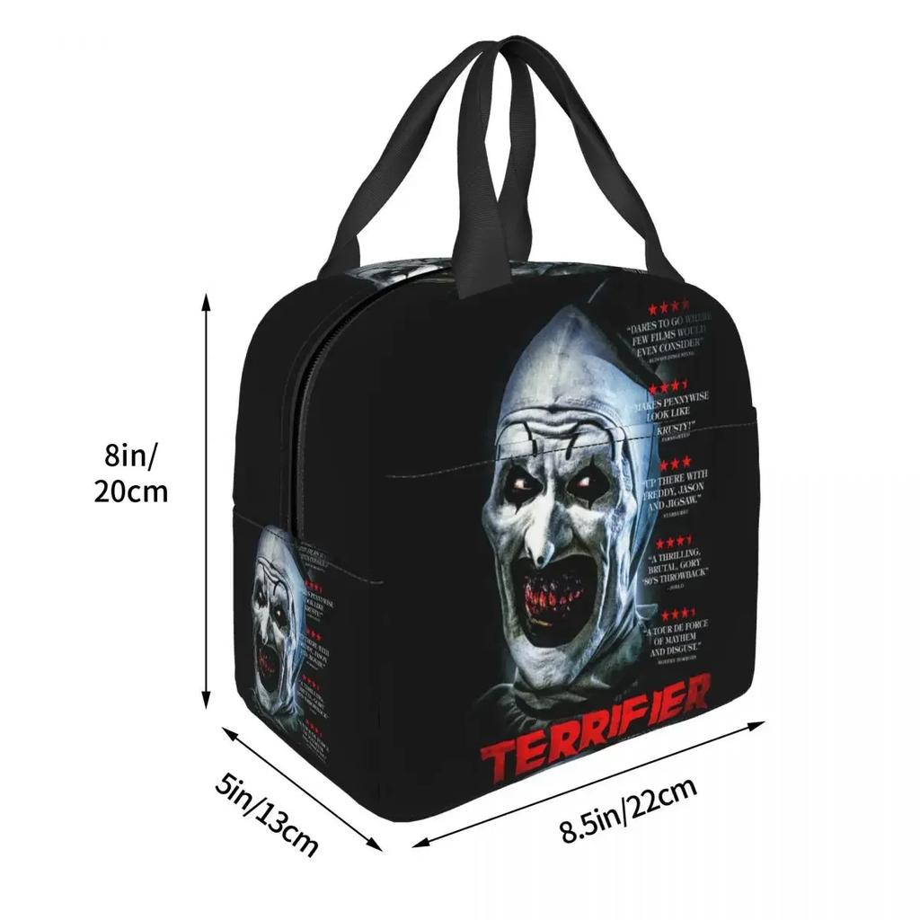 Halloweenský hororový film Terrifier Izolovaná taška na oběd do práce školy Přenosná chladicí termální bento box Ženy Děti Pikniková taška