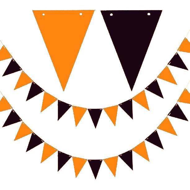 GAKA 20 Feet Double Sided Blue and Orange Paper Triangle Flags Bunting Pennant Banner for Birthday Party, Wedding,Graduation Party Decoration