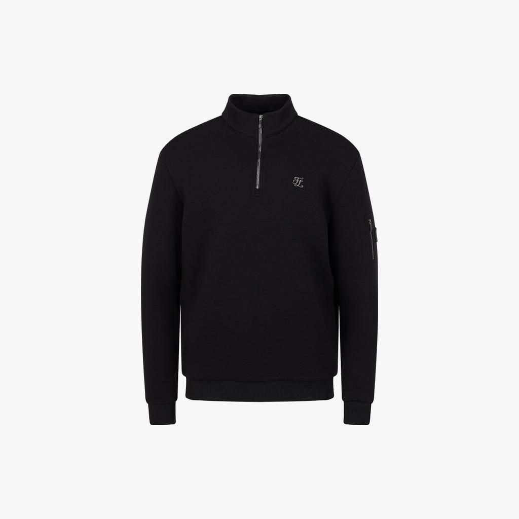 Fair Liar Golf Men'S Zip-Up High-Neck Blouson T-Shirt (Black)