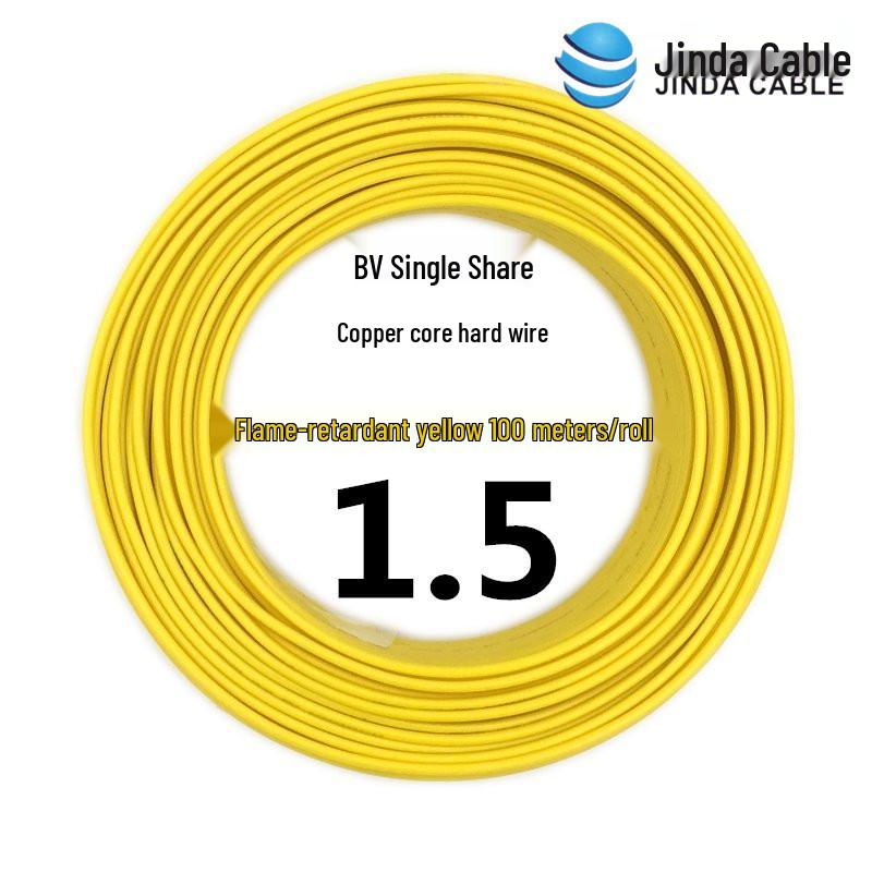 Jinda 2.5mm² Copper Core Wire: 4/1 Square Millimeter, Flame Retardant, BV Single Core for Home Décor