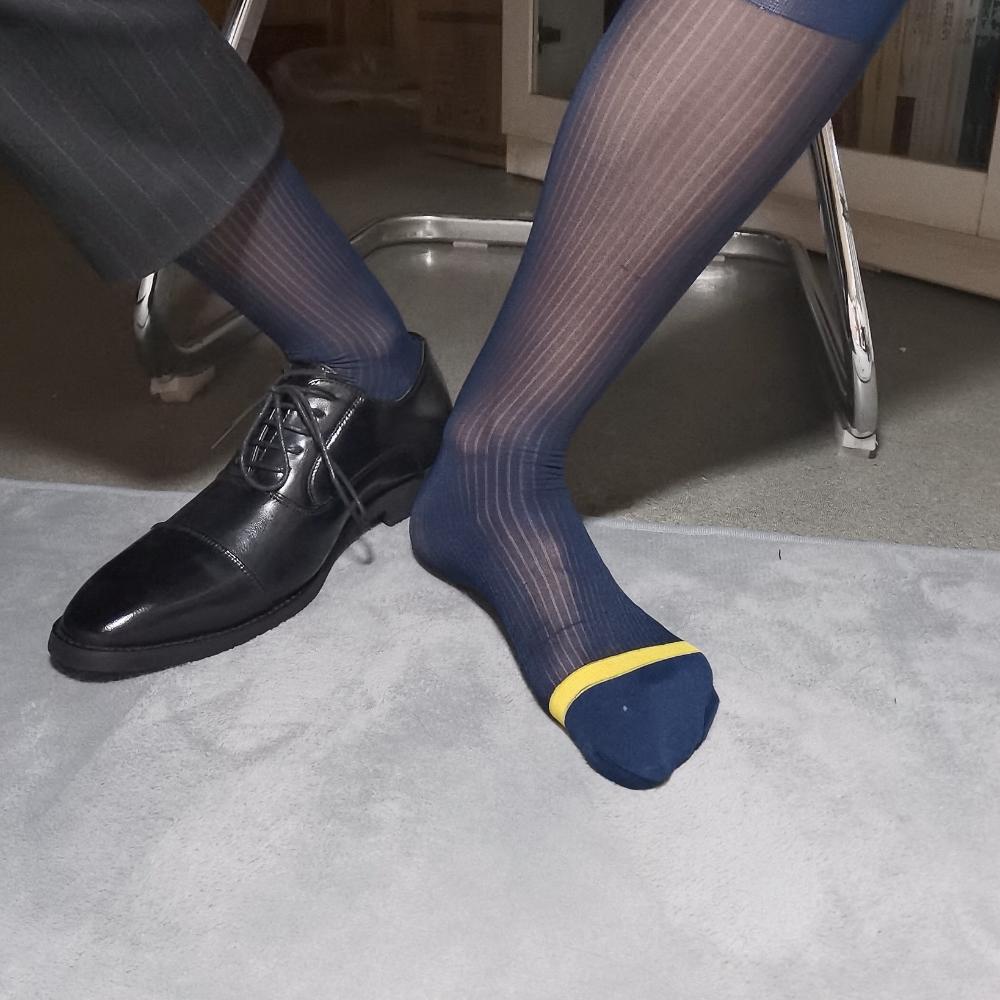 Stripe Men Ultra Thin Dress Tube Socks Middle Tube Business Dress Stockings Sheer Fashion Male