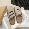 Fashion New Women's Shoes Slip On Female Flats Durable Belt Buckles Mules Fashion Wear Resistant Women Half Slippers Retro Zapatos Mujer
