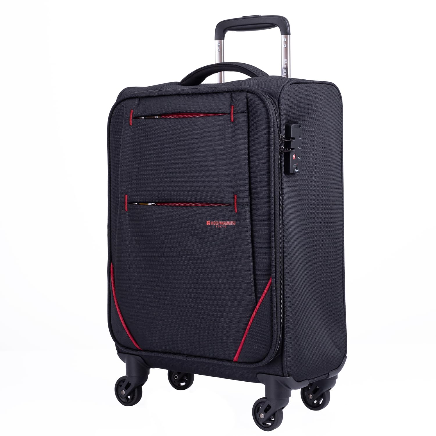 

Hideo Wakamatsu Fly III Suitcase, Soft Carry-On, Ultra-Lightweight, Zippered, TSA Lock, Combination, 27L, 85-76702, Black x Red
